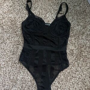 Pretty Little Thing Black Lace Bodysuit